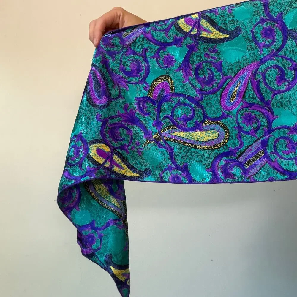 Vintage Blue & Purple Paisley Head Scarf